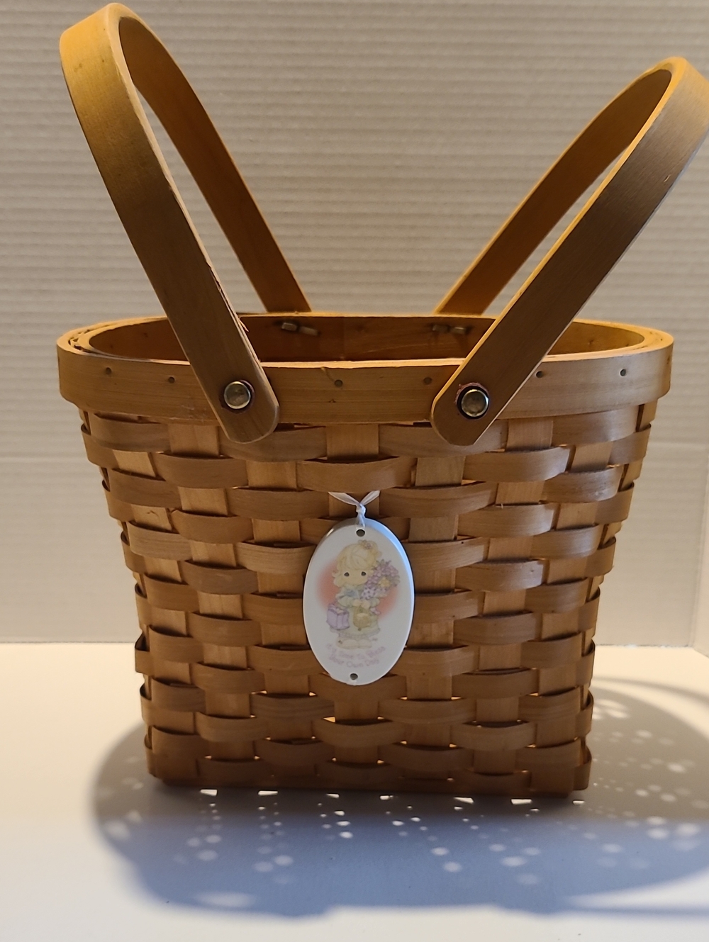 Classic Woven Double-Handle Basket Tote in Light Brown